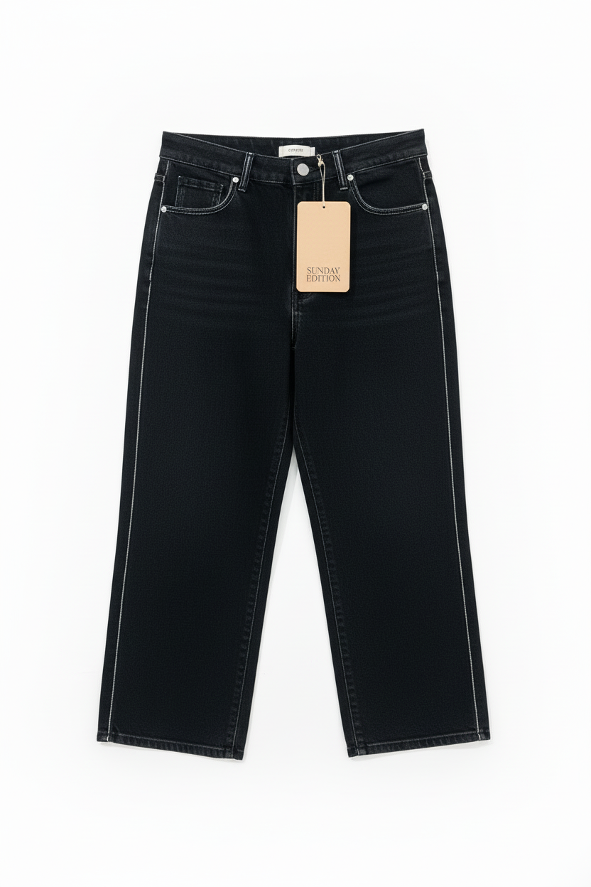 Denim Jeans with Leopard Detail