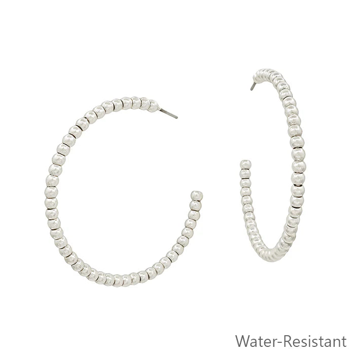 Water Resistant Beaded Casting 1.5" Hoop Earring WHAT'S HOT