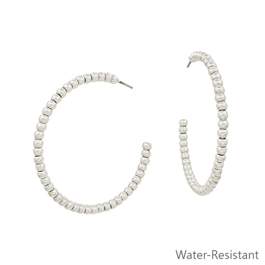 Water Resistant Beaded Casting 1.5" Hoop Earring WHAT'S HOT