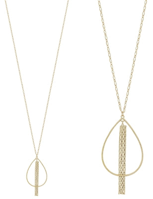 Open Teardrop with Bar Pendant Necklace WHAT'S HOT