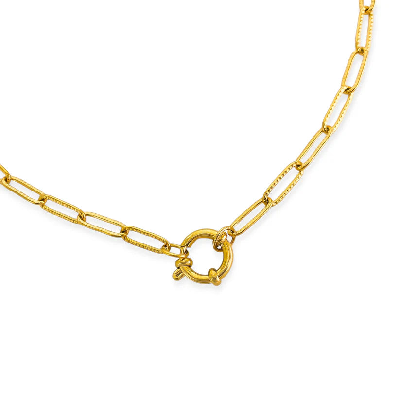 Textured Paperclip Chain with Spring Ring Necklace