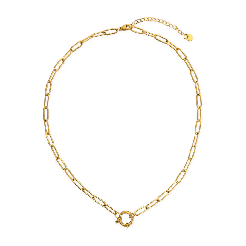 Textured Paperclip Chain with Spring Ring Necklace
