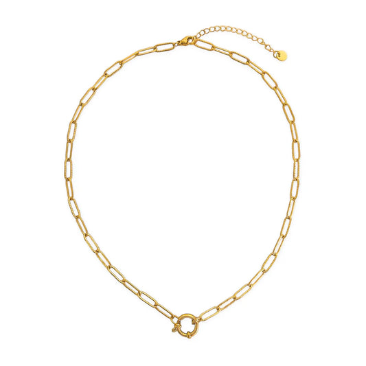 Textured Paperclip Chain with Spring Ring Necklace