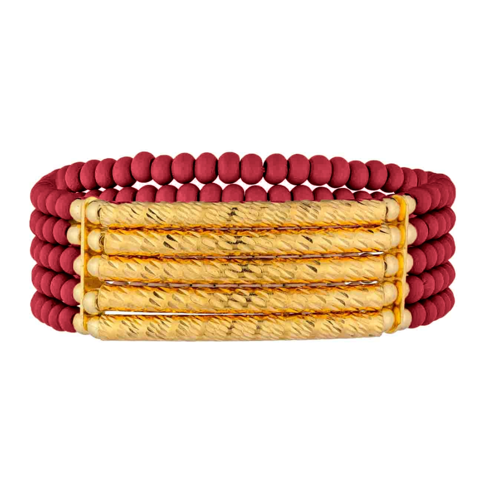 Wood Bead and Gold Stretch Bracelets WHAT'S HOT