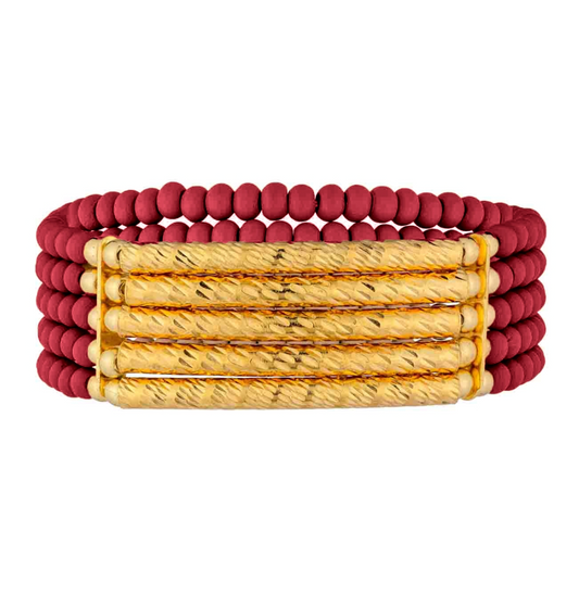 Wood Bead and Gold Stretch Bracelets WHAT'S HOT