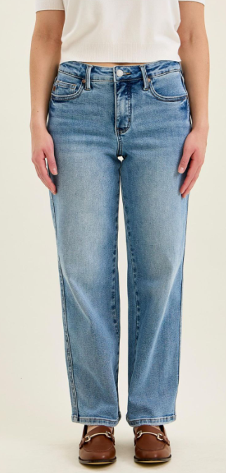 Mid-Rise Petite Tummy Control Vintage Wash Straight