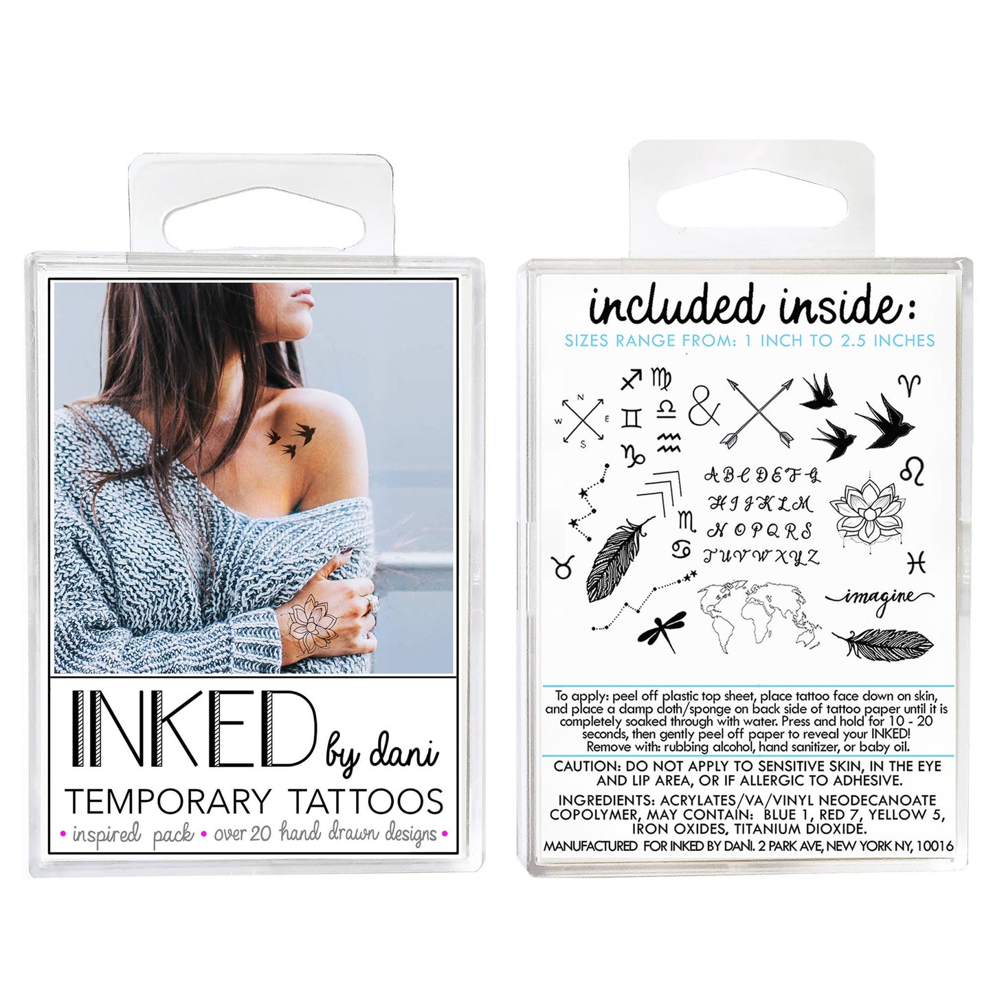 Inspired Temporary Tattoo Pack INKED by Dani