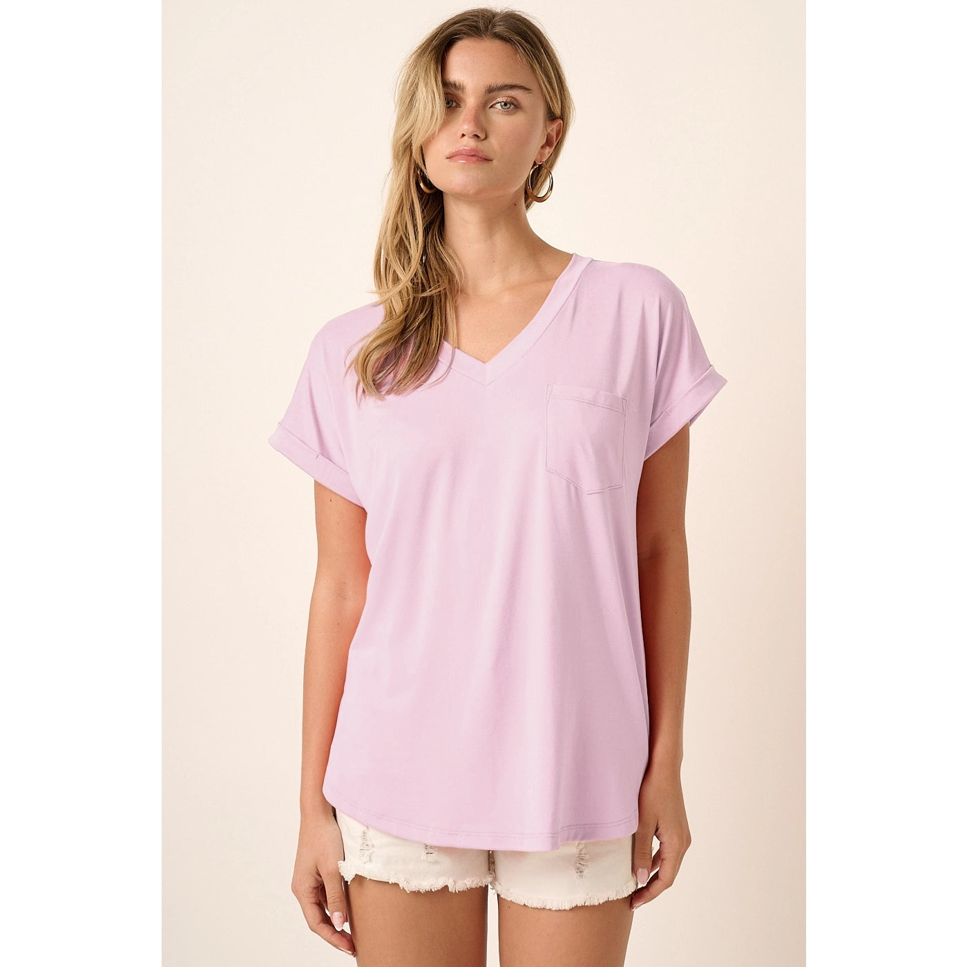 DTY V-Neck Pocket Detail Dolman Knit Top