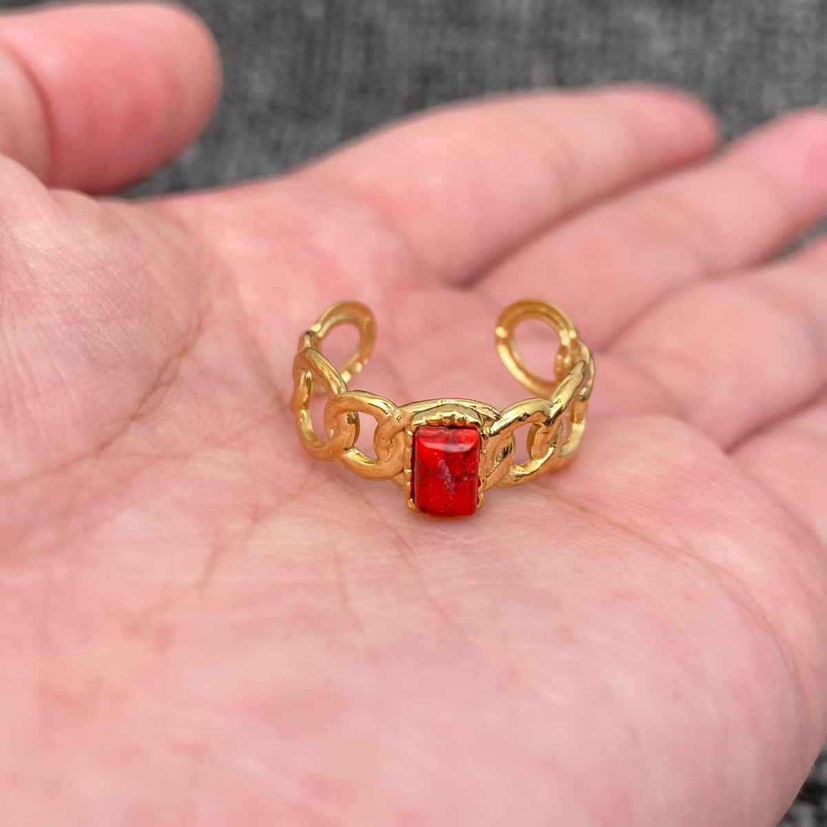 Stainless Steel Inlaid Stone Gold-plated Rings - FGS/CS