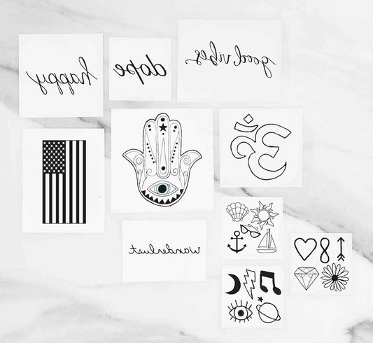 Black and White Temporary Tattoo Pack INKED by Dani