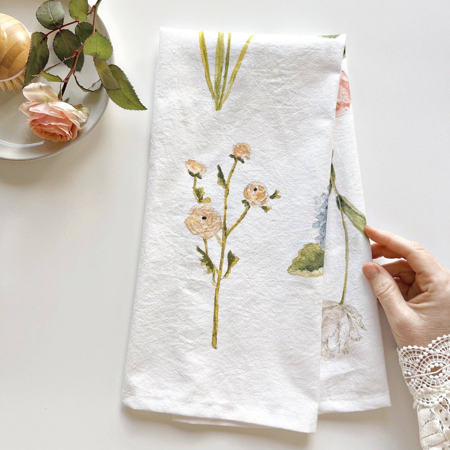 Garden flowers tea towel emily lex studio