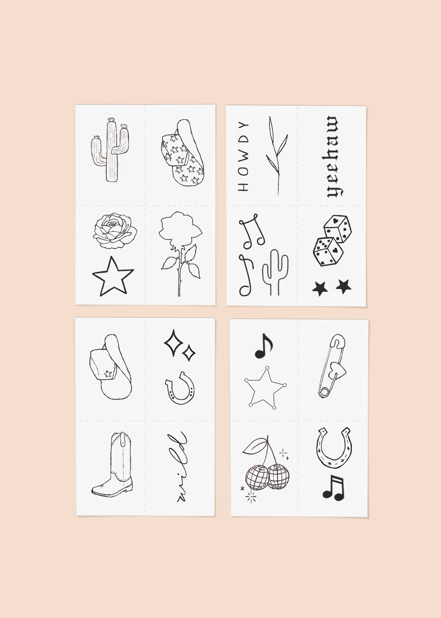 Disco Cowgirl Temporary Tattoo Pack INKED by Dani