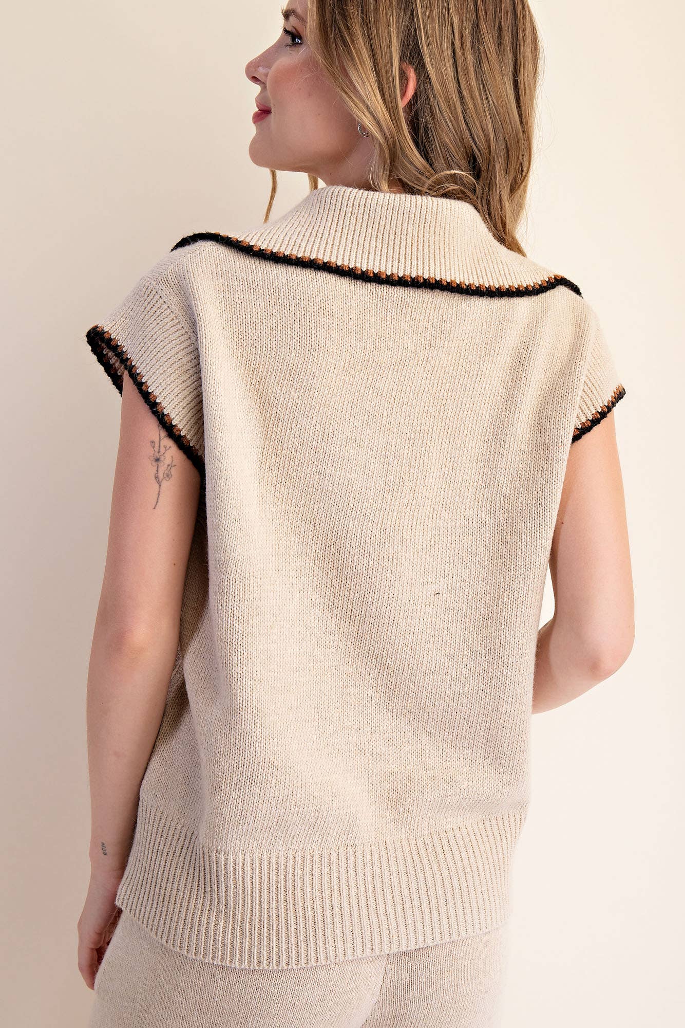 Collar Stitched Sweater Top
