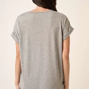 Round Neck Dolman Short Sleeve Knit Top Mittoshop