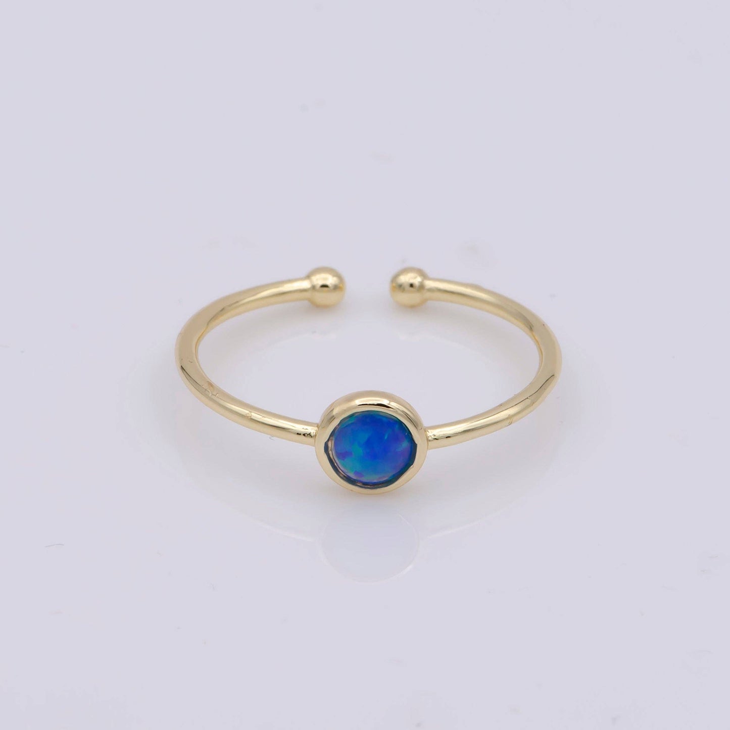 Dainty 18K Gold Filled Round Opal Stone Adjustable Ring