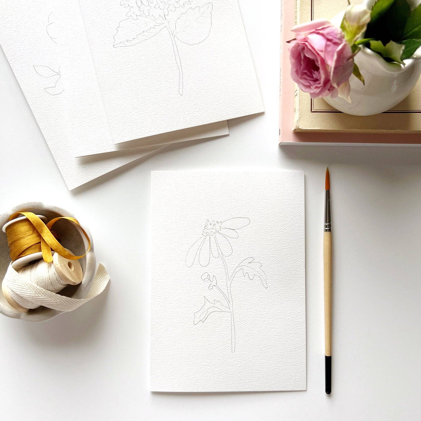Garden flowers paintable notecards emily lex studio