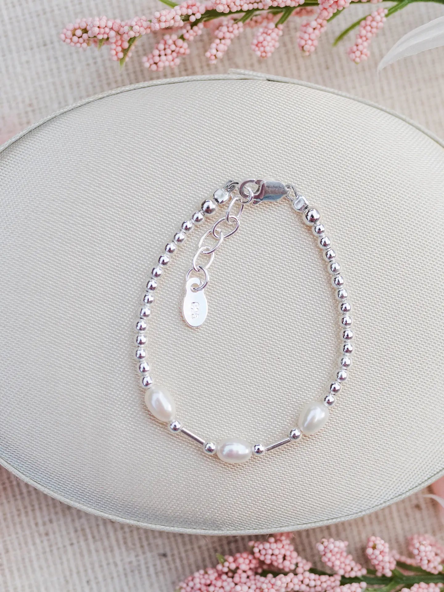 Aspen - Sterling Silver Pearl Baby Bracelet For Children or Kid Cherished Moments