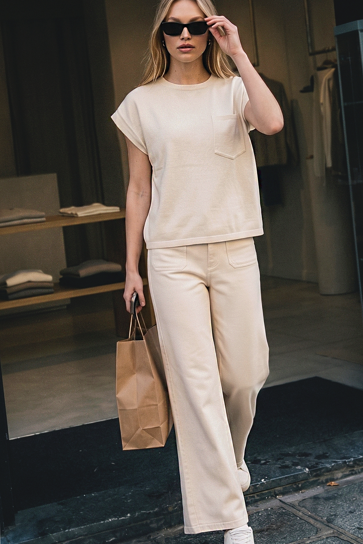 High Rise Front Pocket Stretchy Wide Pants