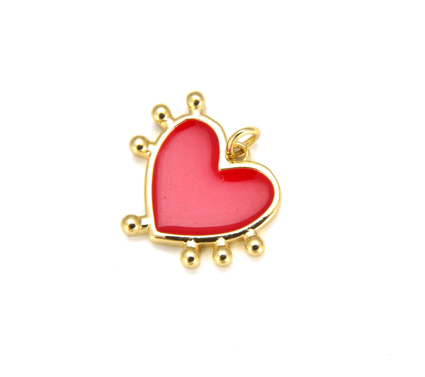 Enamel Red Heart Charm Pendant in Gold Filled Beads Creation