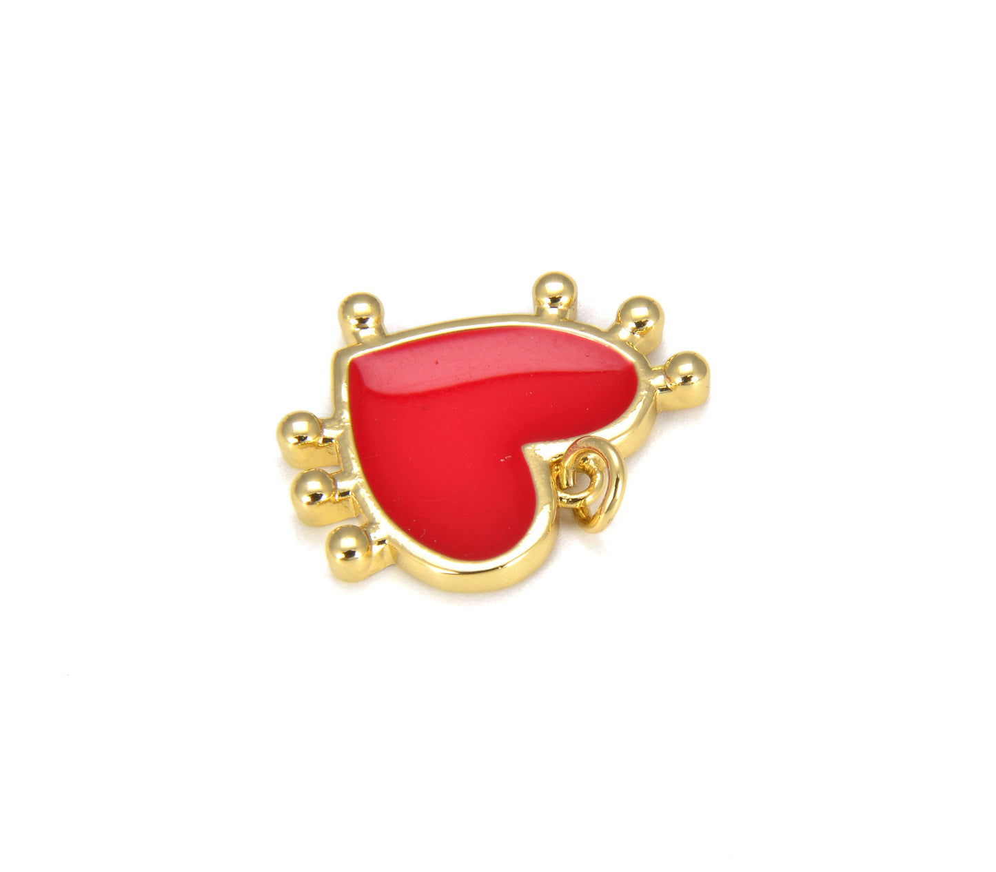 Enamel Red Heart Charm Pendant in Gold Filled Beads Creation