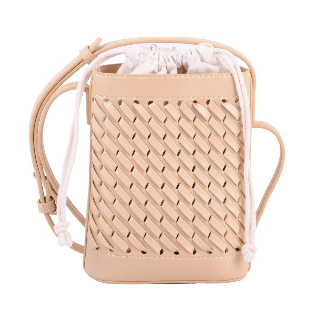 Woven Faux Leather Crossbody Bucket Bag Most Wanted USA