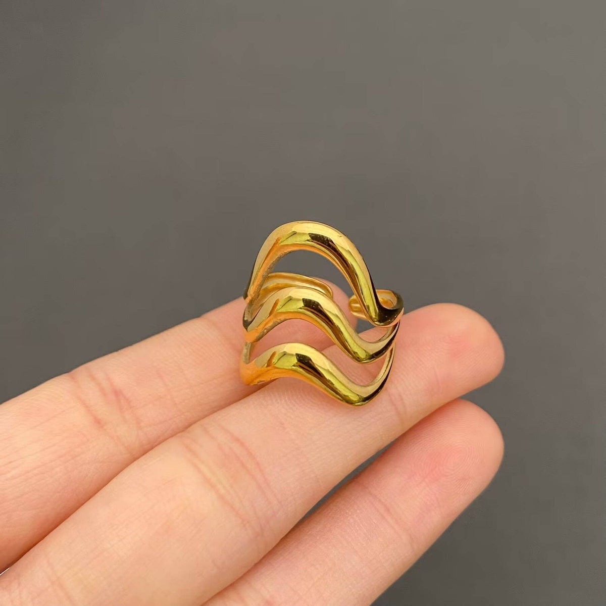 Multi Style 18K Gold Plated S.Steel Geometric Ring - FGS