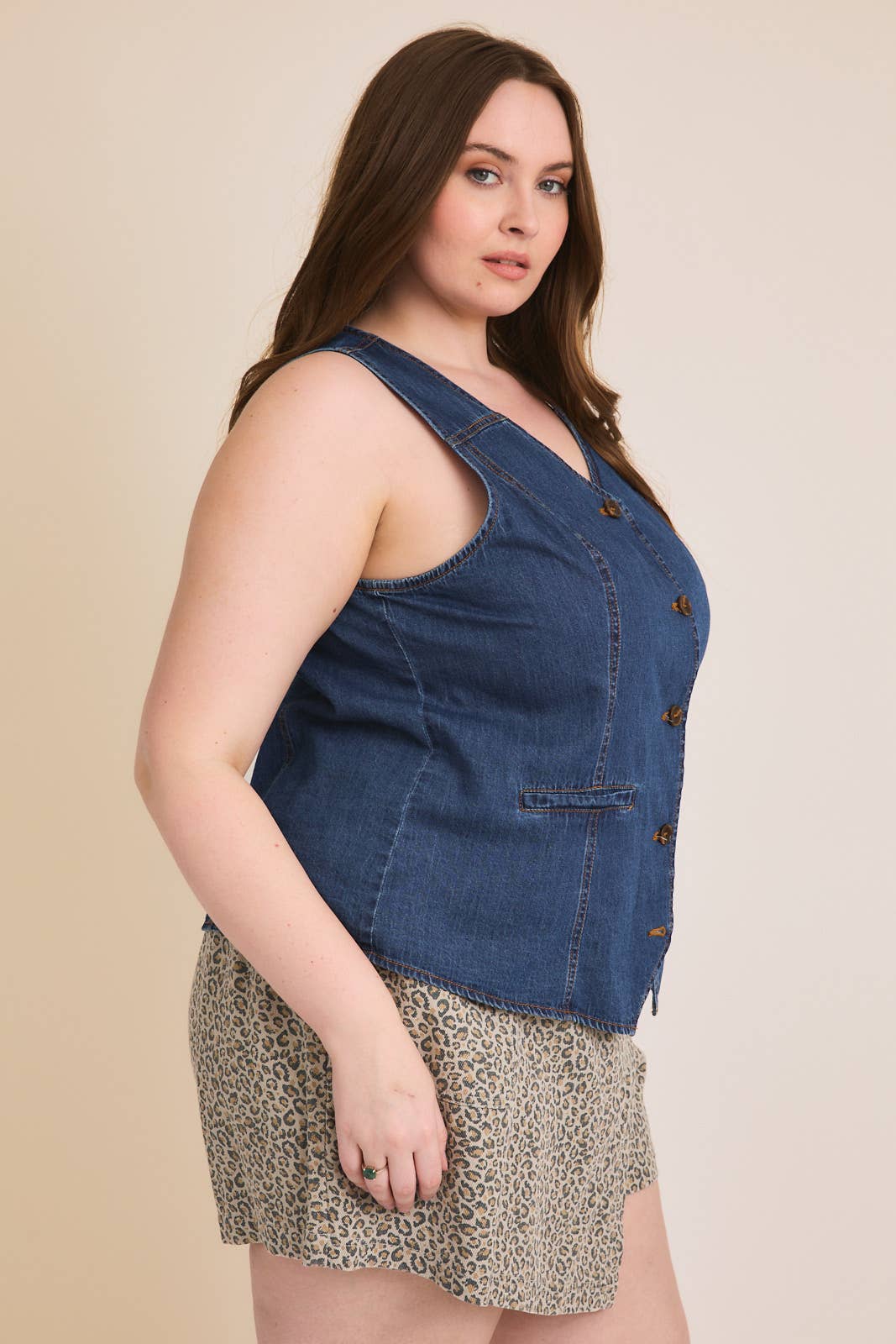 Button Down Light-Weight Denim Vest