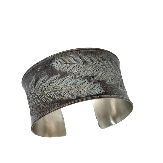 Handcrafted Silver Patina Silver Fern Cuff