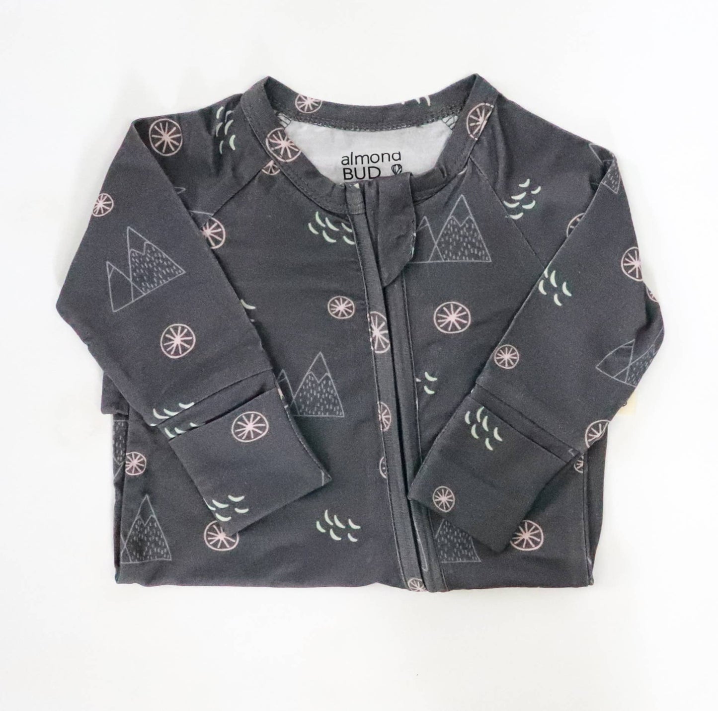 Midnight Mountain Bamboo Romper| Boy Outfit| Zip Romper Almond Bud