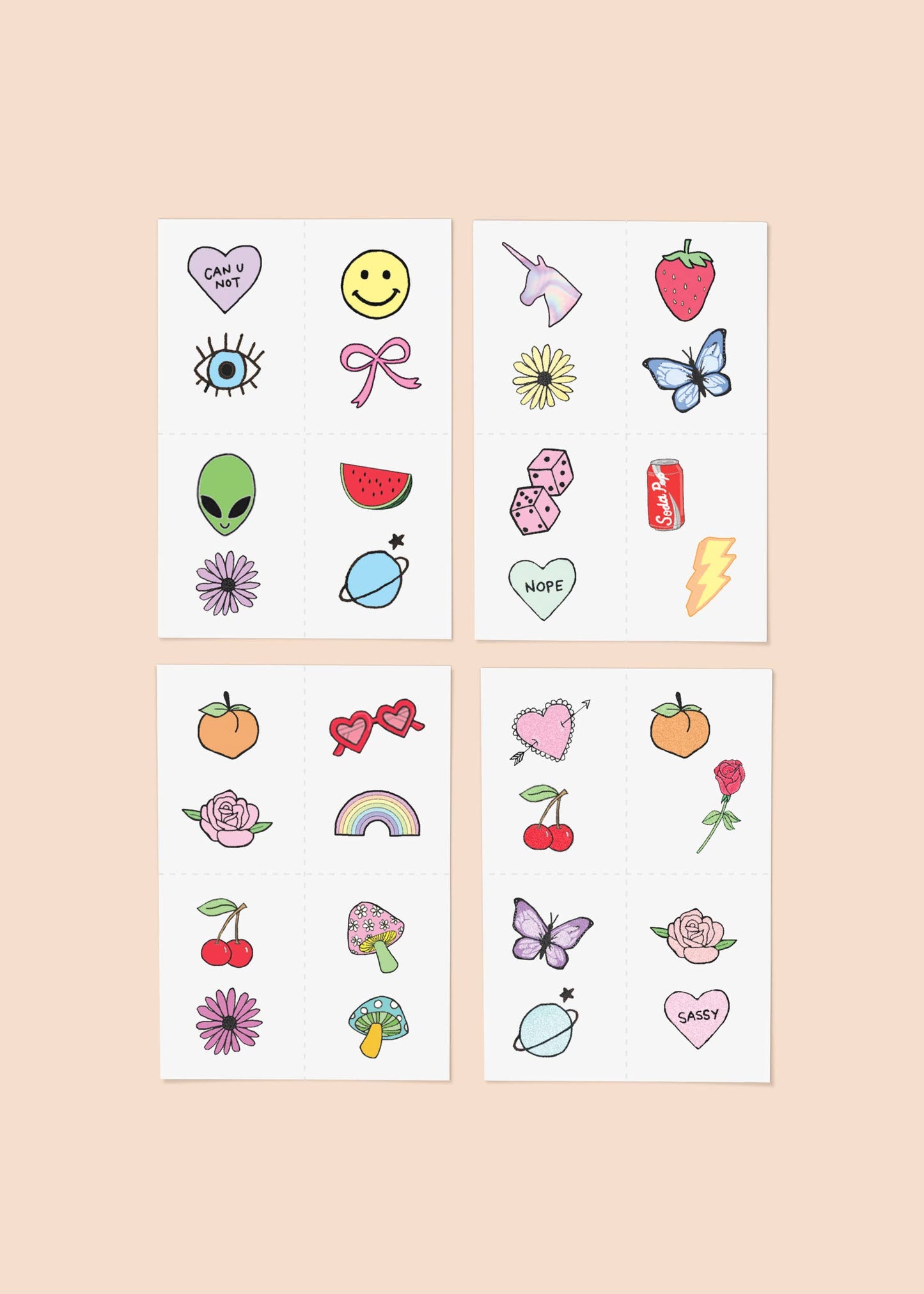 Retro Littles Temporary Tattoo Pack INKED by Dani