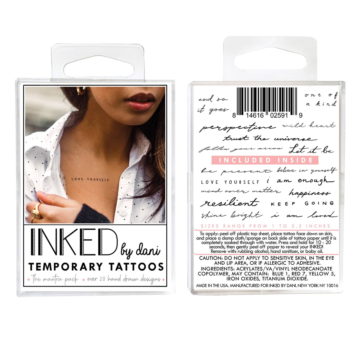 Mantra Temporary Tattoo Pack INKED by Dani