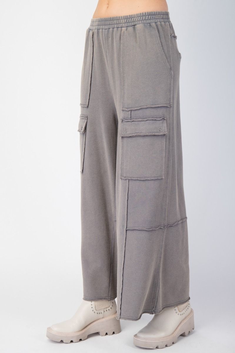 Washed Terry Knit Cargo Pants Easel