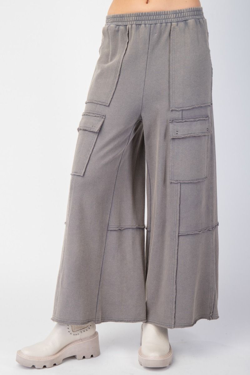 Washed Terry Knit Cargo Pants Easel