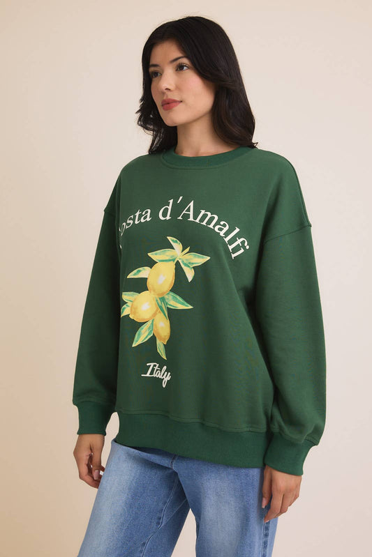 Round Neck Long Sleeve "Costa d'Amalfi" Sweatshirt