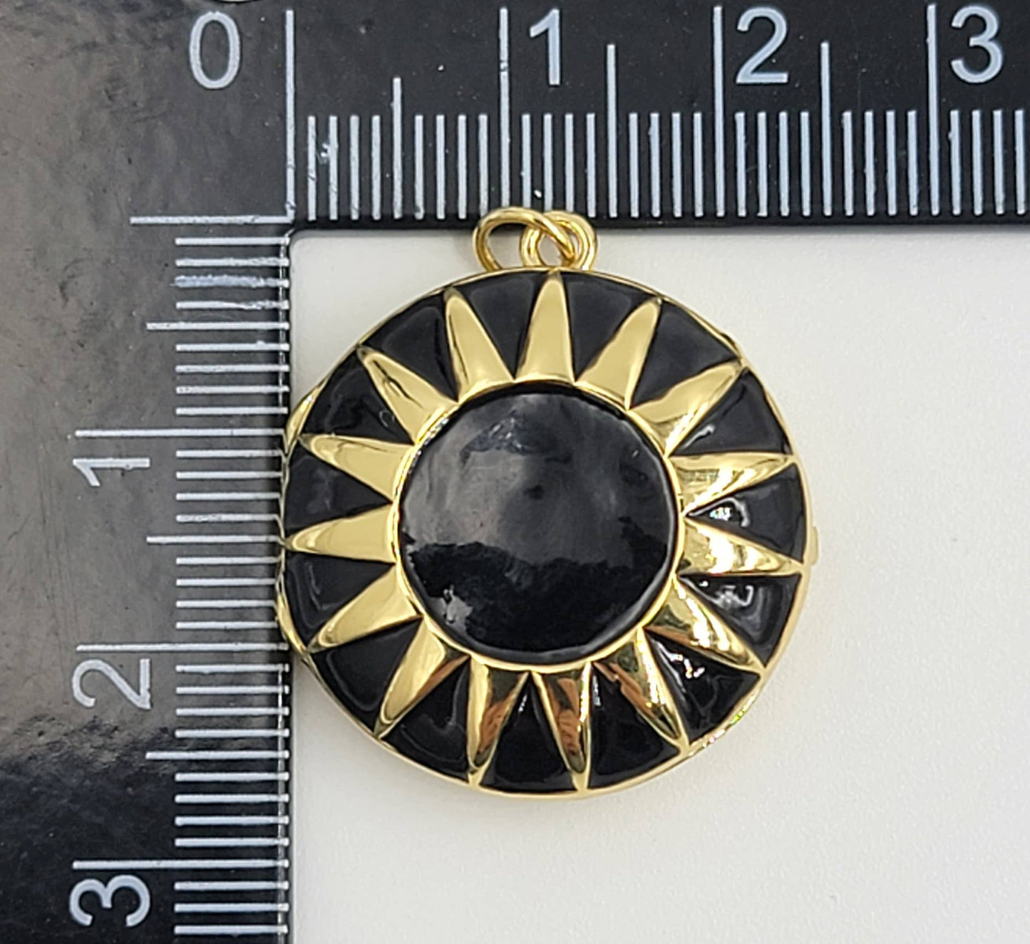 Gold Filled Enamel Sunburst Locket Charm Pendant Beads Creation