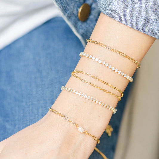 Double Round and Link Chain Pulley Bracelet