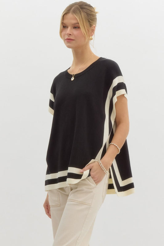 Knit Side Slit Boxy Top