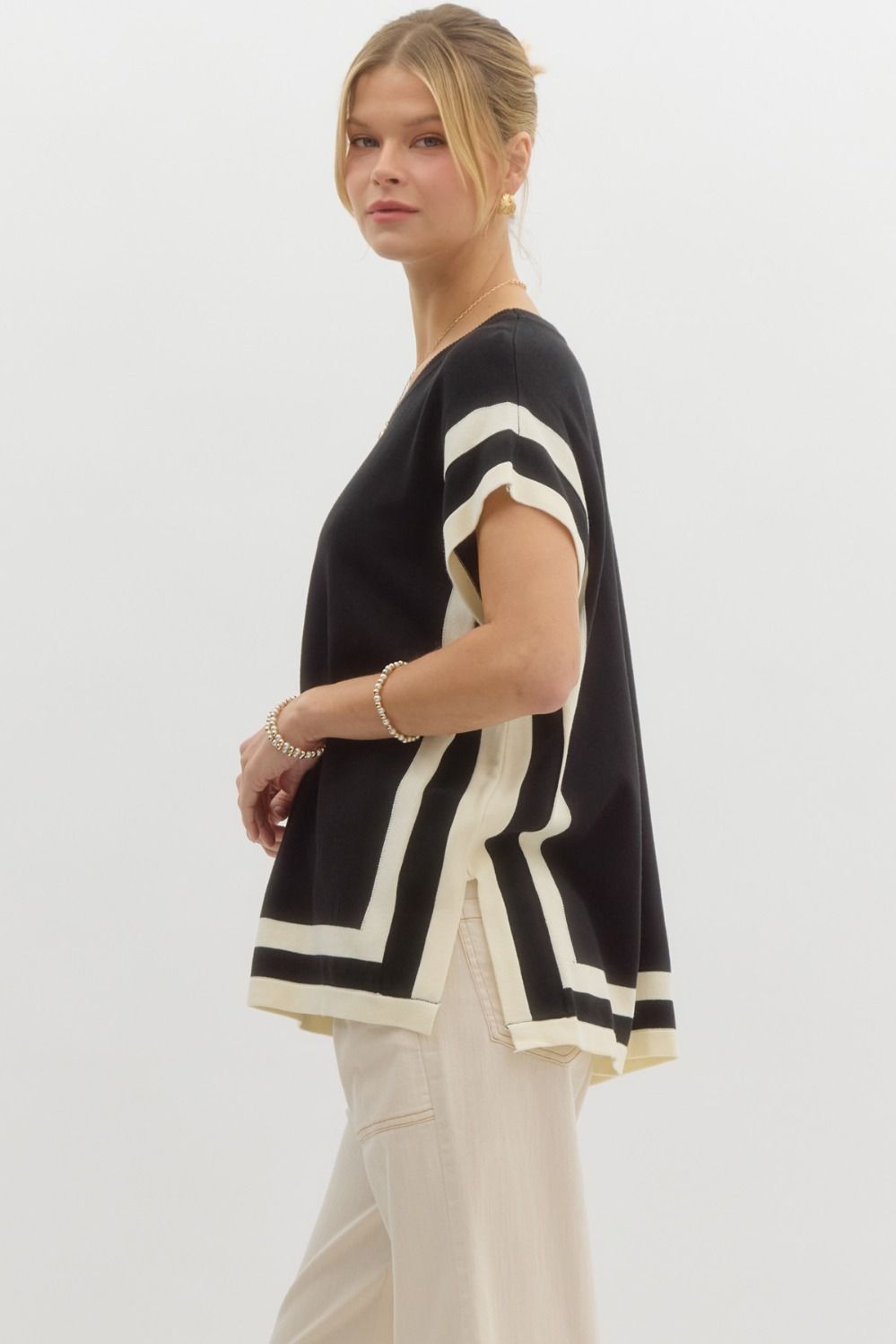 Knit Side Slit Boxy Top