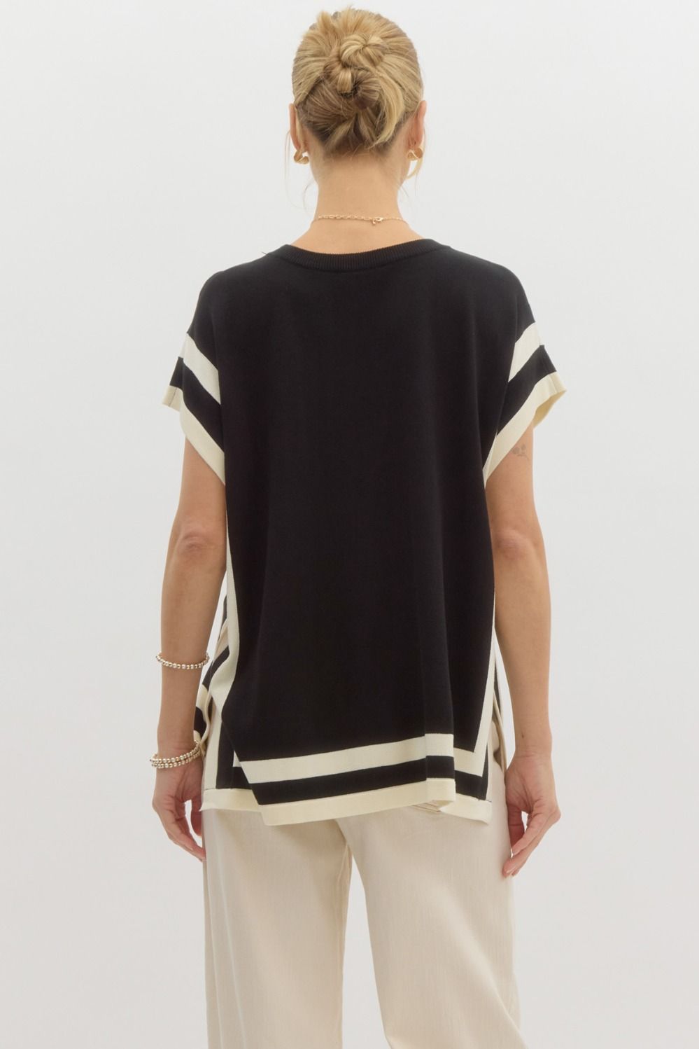 Knit Side Slit Boxy Top