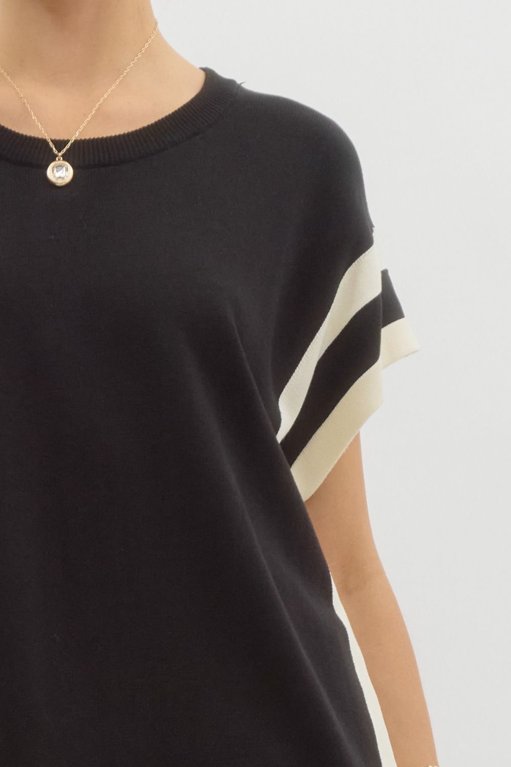 Knit Side Slit Boxy Top