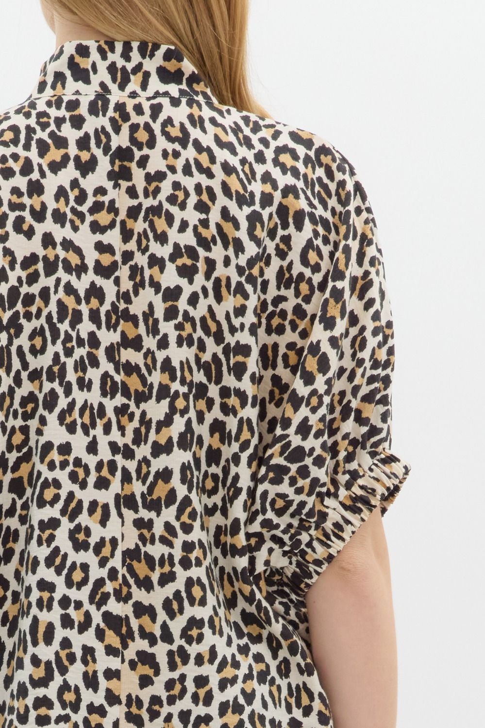 Leopard High Neck Dolman Top