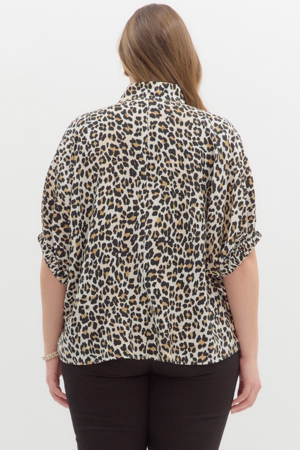 Leopard High Neck Dolman Top