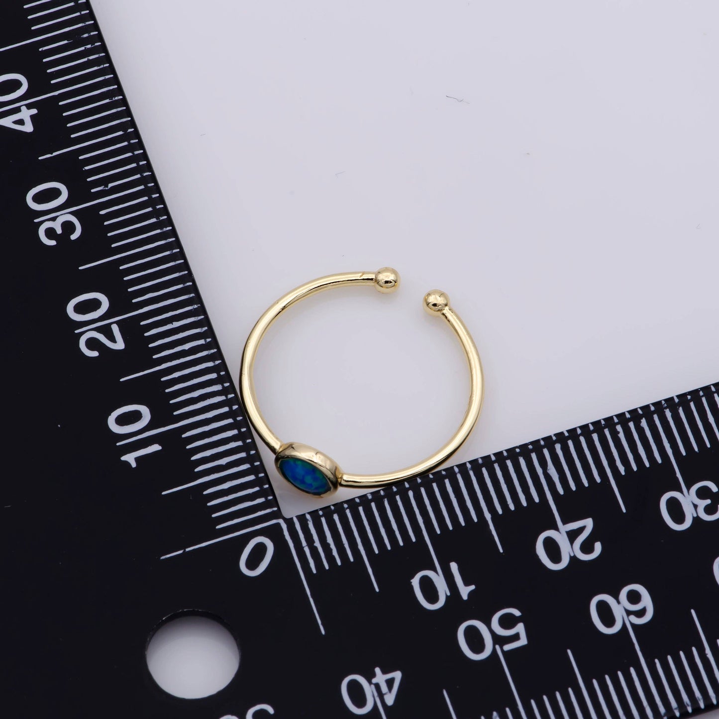 Dainty 18K Gold Filled Round Opal Stone Adjustable Ring