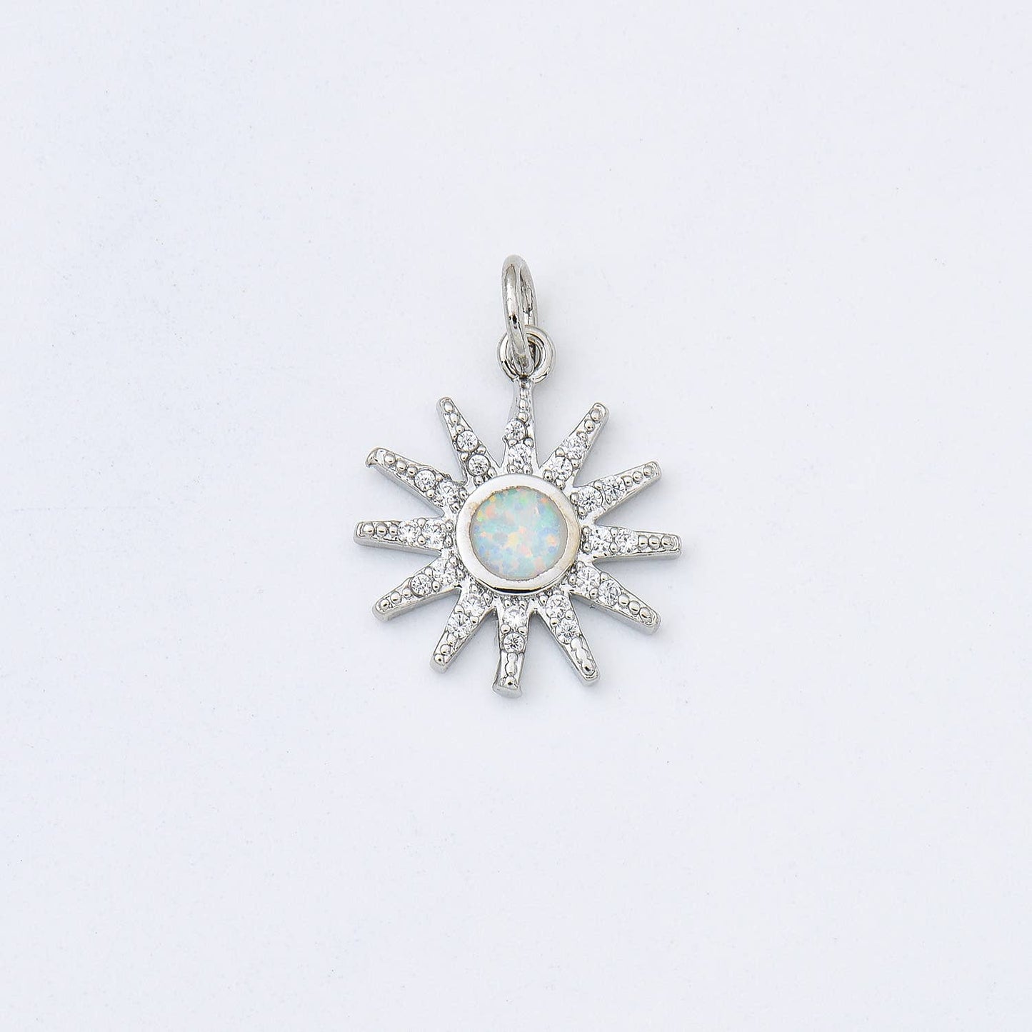 Gold Filled Opal Sun Burst Charm Pendant CZ Micro Pave Beads Creation