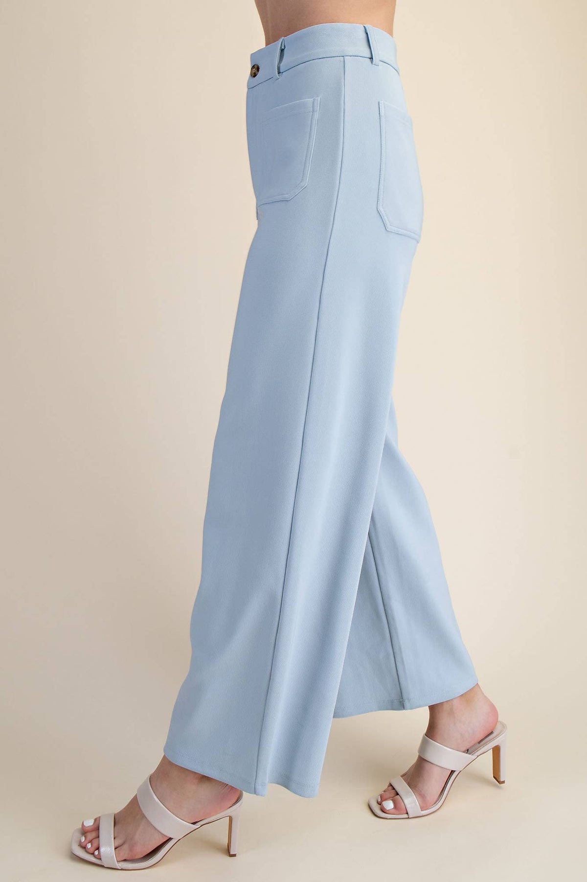 High Rise Front Pocket Stretchy Wide Pants