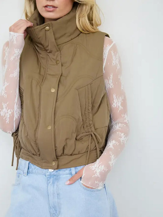 Snap Front Stand Collar Vest