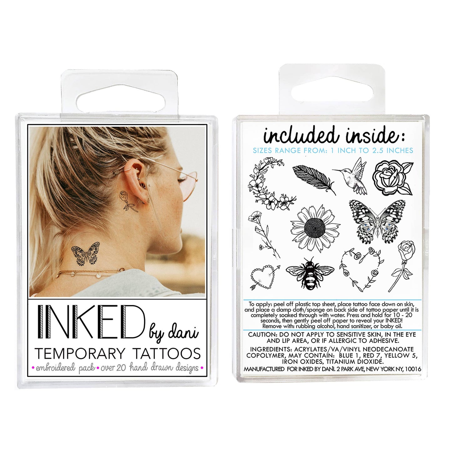Embroidered Temporary Tattoo Pack INKED by Dani