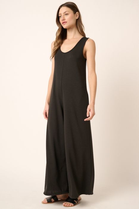 Scoop Neck French Terry Wide Leg Jumpsuit Mittoshop