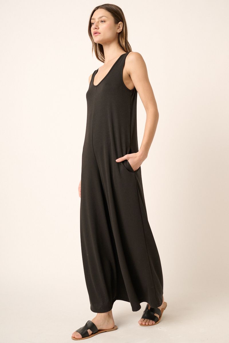 Scoop Neck French Terry Wide Leg Jumpsuit Mittoshop