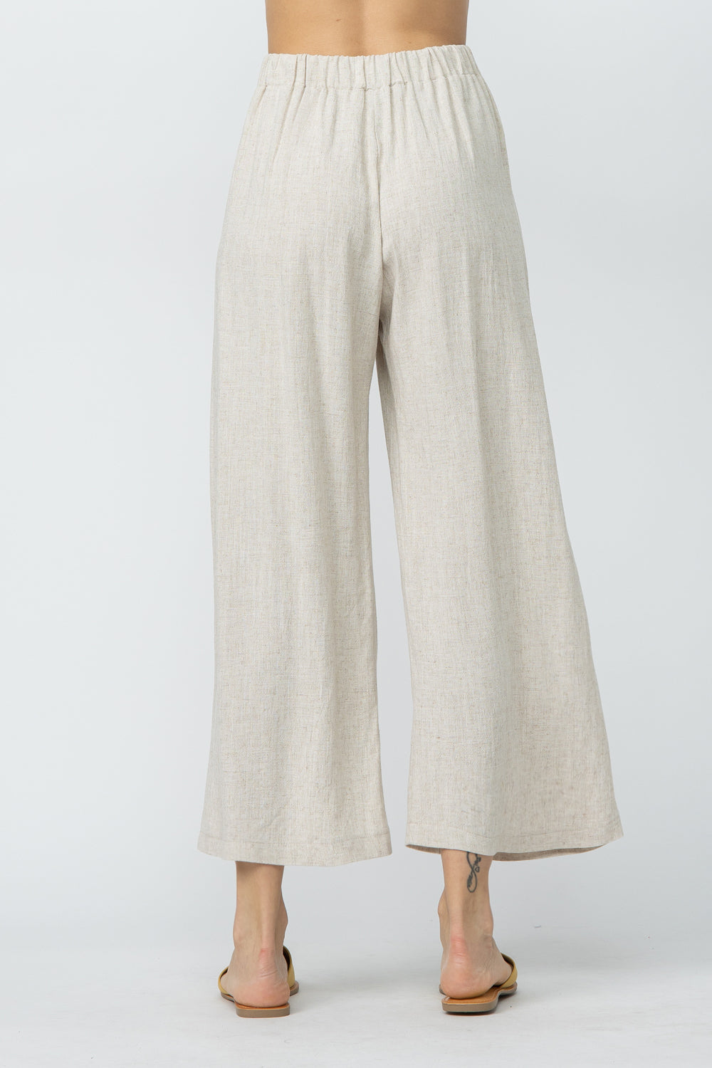 Pleated Cropped Palazzo Linen Pants Sassafras Clothing Co.